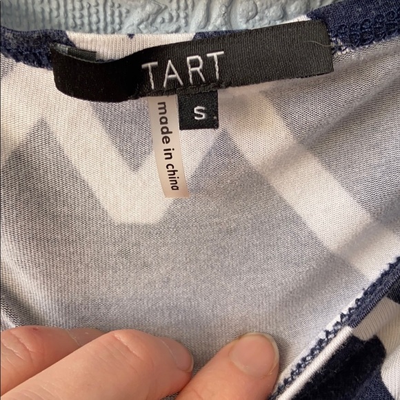 Tart cowl neck geometric navy and white top - Picture 2 of 4